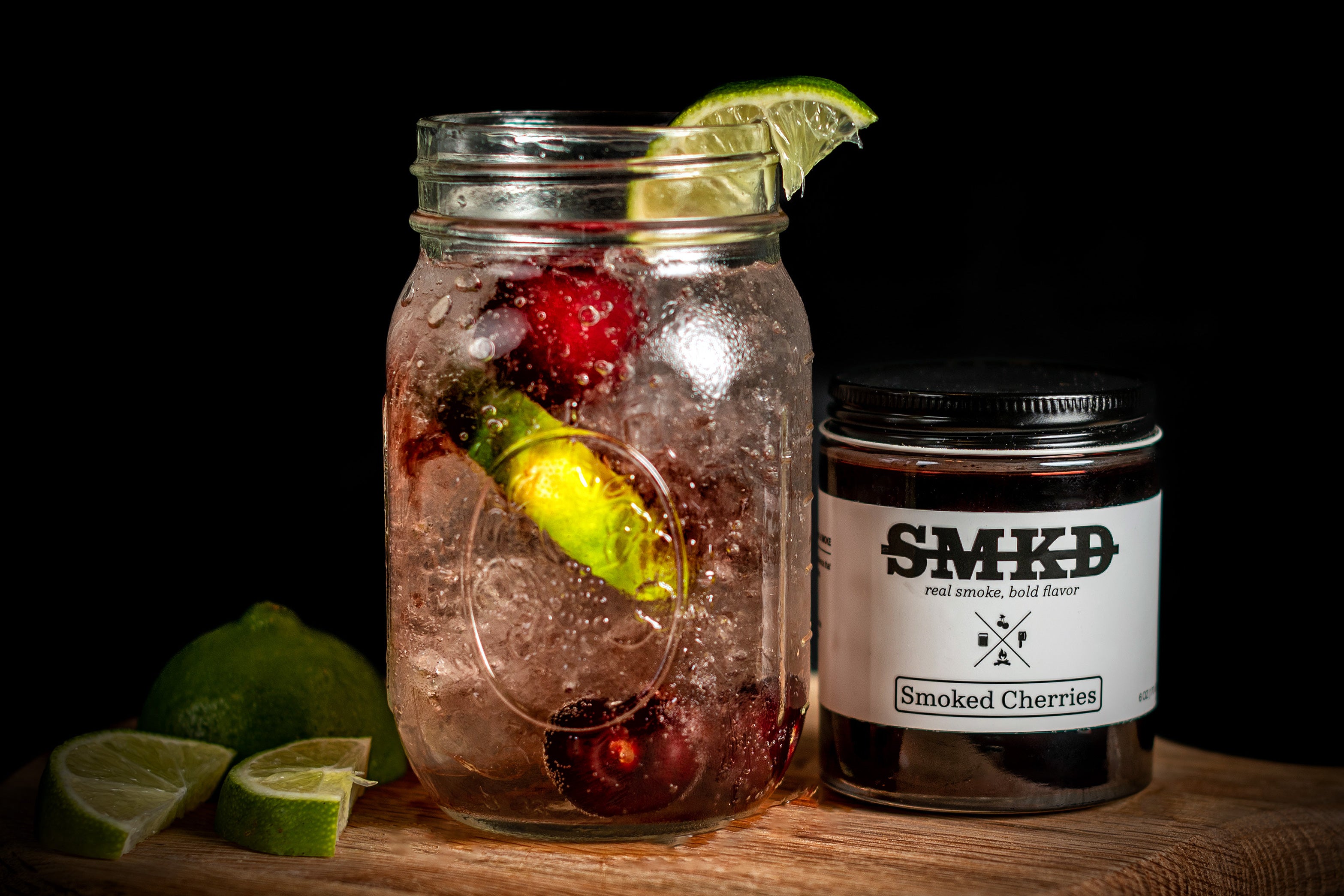 Mocktail with premium smoked maraschino cherries